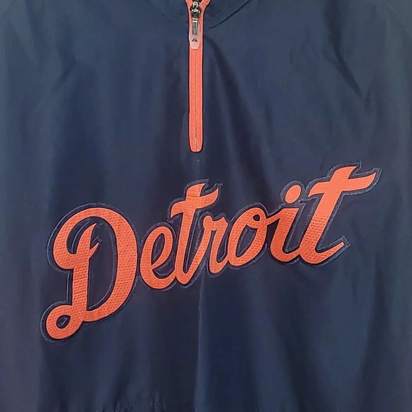 Detroit Tigers Men's XL windbreaker rain jacket pullover chest zipper LOT D6 - Picture 2 of 6